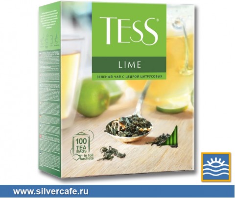 Чай Tess пакетики 100 pack  Green Tea Lime пак/конв